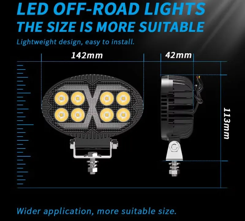 Универсален LED халоген с бяла светлина и оранжева DRL - 8 диода, 4000 lm, 12V–24V, IP67, 5 режима на работа, стробоскопичен режим и динамичен мигач - 1