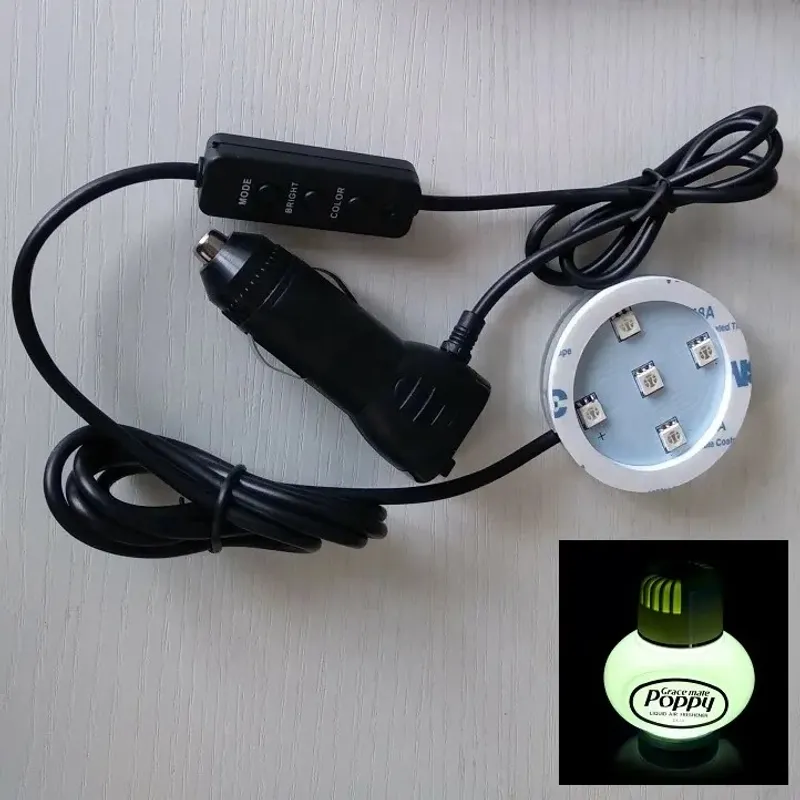 ЛЕД LED Светодиодно осветление за ароматизатор POPPY със 7 различни цвята 12V - 24V с конектор за запалка - 1