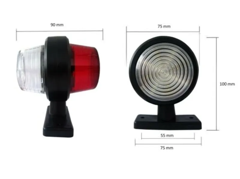 Комплект от 2 броя 12-24V ЛЕД LED Диодни Странични Маркери, Рогчета, Светлини За Камион, Ремарке, Каравана, Кемпер АТВ и др., бяло-червено - 1