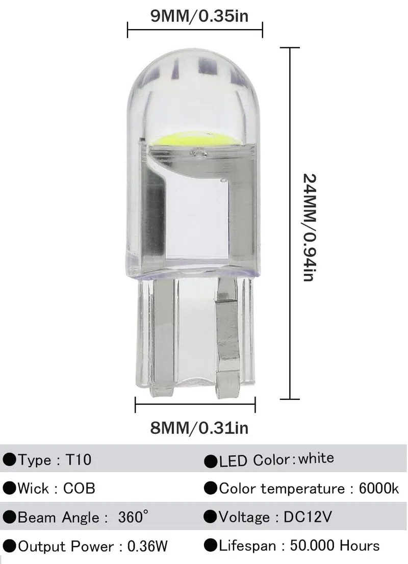 Диодна крушка (LED крушка) 12V, W5W, T10, W2.1x9.5d, блистер 2 бр. - 1