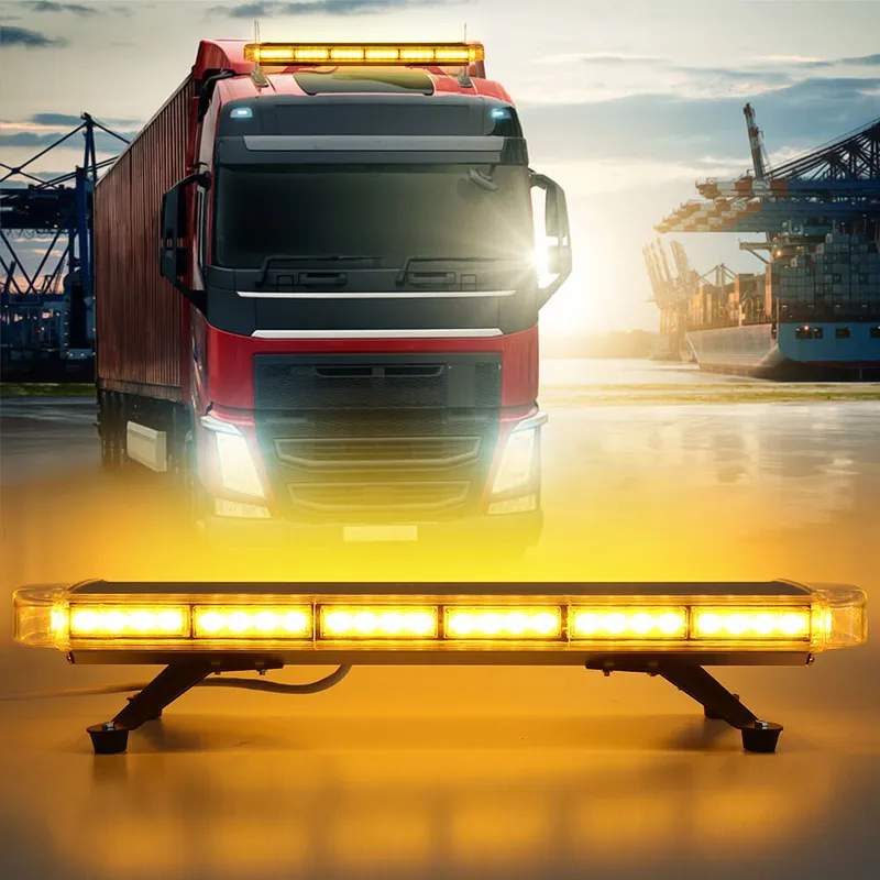 76 см LED Аварийна Сигнална Лампа - Маяк, 15 Режима, E-Mark E9, 12V / 24V,Оранжева Светлина, За Пътна Помощ, Репатрак, Платформа, Снегорин и Багер - 1