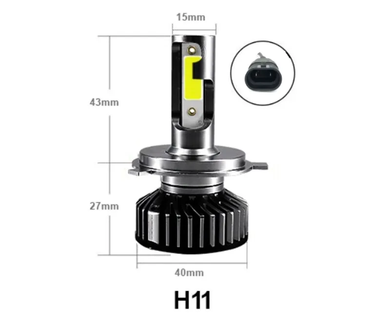 Комплект Умалени Мини LED Крушки H8 H9 H11 12V 24V 72W 10000lm За Фарове Canbus без Грешки - 1