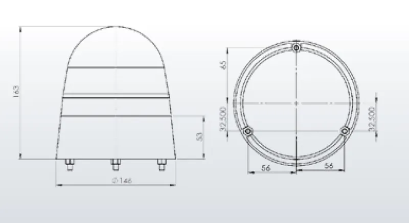 Въртяща Сигнална Аварийна Оранжева Лампа Маяк с Крушка 24V Ø 146mm - 1