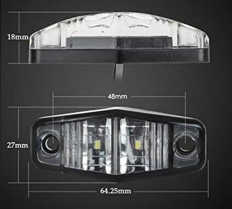1 брой Бял LED Маркер, габарит, токос, 12 диода - 24V - за камион, ремарке, каравана, платформа - 1