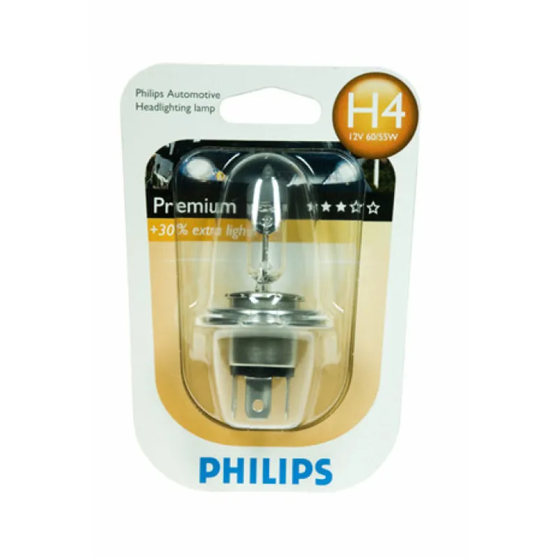 1 брой Халогенна крушка за фар H4 +30% светлина 60 / 55W 12V P14 / 5s Philips - 1