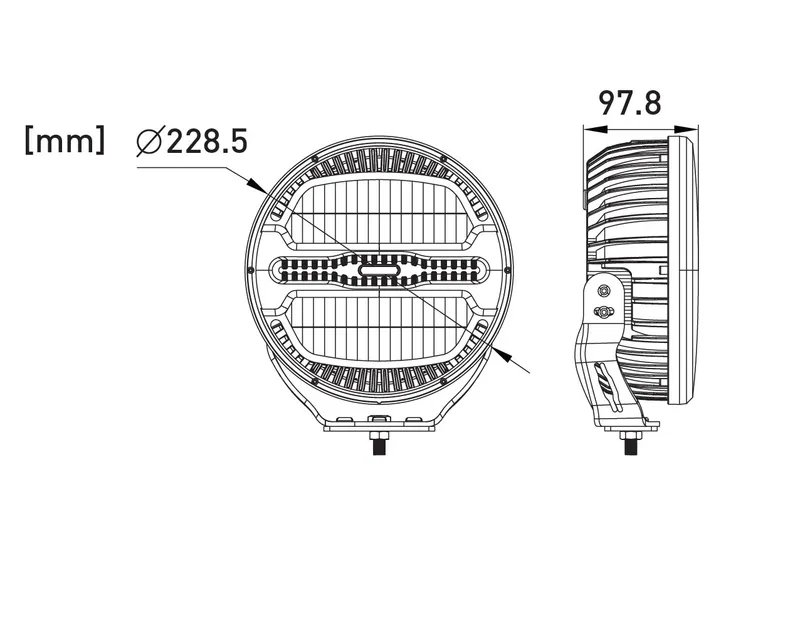 LED комбиниран халоген Flexzon Ø228 мм 12–24V, 175W, 11000 lm, оранжев/бял DRL и аварийна блиц светлина с 4 режима, E-mark, IP67/69K - 1