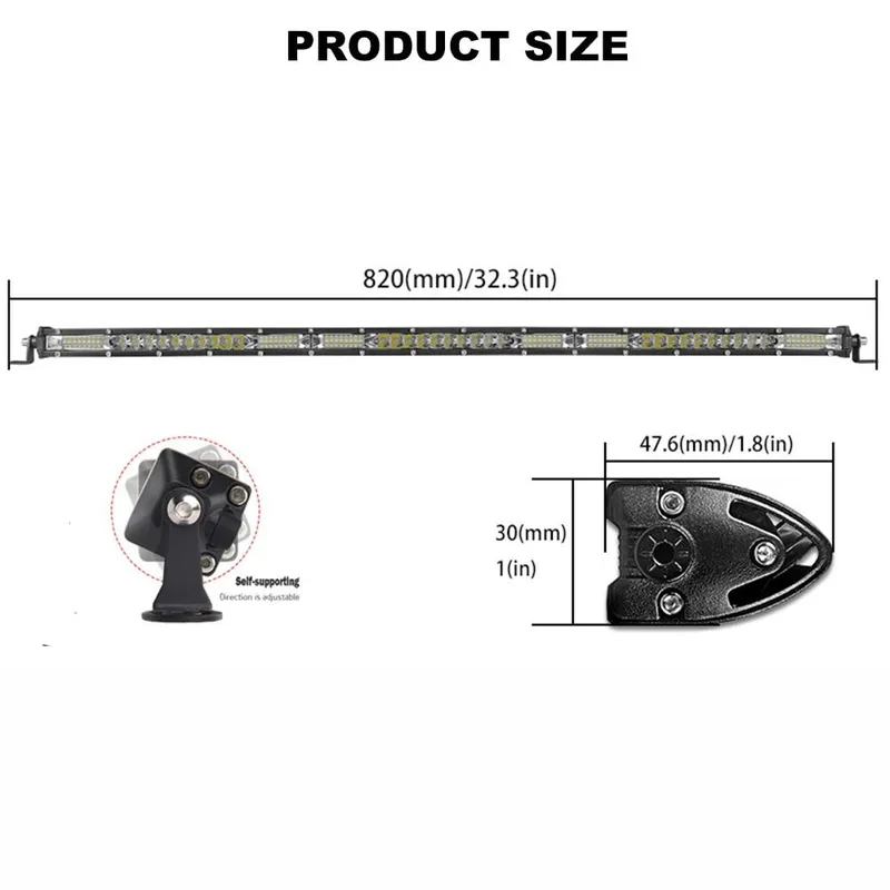78 см LED Лед Диоден Бар 13500 lm 270W Ултра Тънък, 12-24V Комбинирана Combo - Flood и Spot Светлина - 1