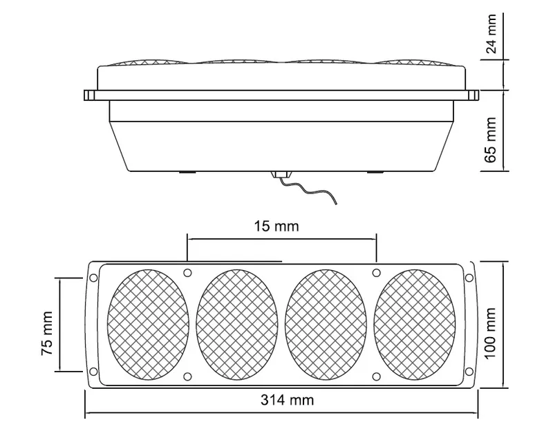 Комплект Стопове 314mm x 100mm x 65mm за Бус Камион Тир Ремарке Караванa 12V -24V с 5 функции с крушки - 1