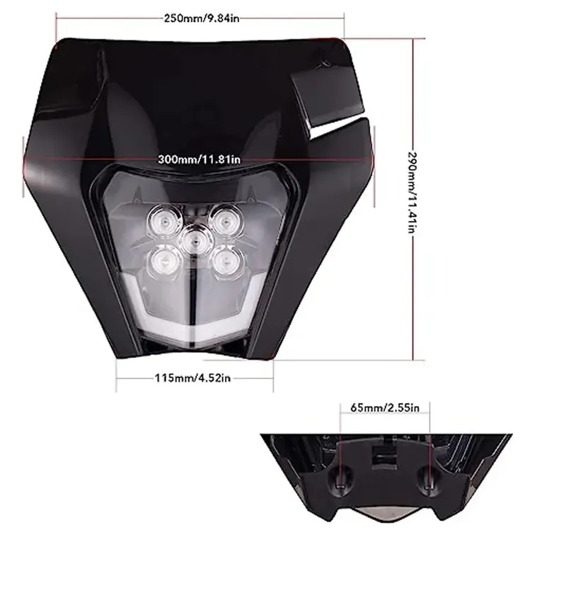 Маска с LED Фар за мотор, мотоциклет Черна с къси и дълги светлини - Универсален модел за ENDURO / Trail / Streetfighter - 1