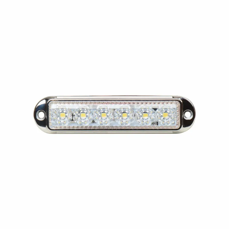 LED Габарит Маркер, 6 диода, хромирана рамка, Бял - 12V-24V - 1
