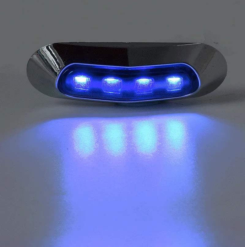 Син LED Габарит, Маркер, 4 диода, Хромирана рамка - 24V - 1