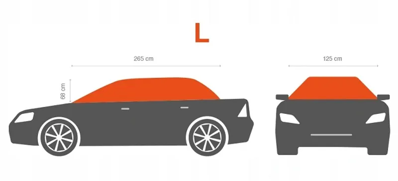 Водоустойчиво покривало полукалъф за автомобил размер L 265 cm x 125 cm сив CarPassion - 1