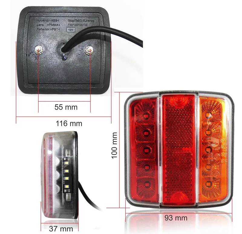 LED Диоден Стоп Задна светлина 12V 24V Волта за бус камион ТИР ремарке каравана - 1