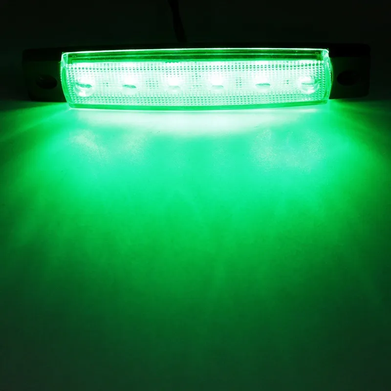 Светодиоден Маркер, габарит, токос, рибки, рибка, светлина със 6 LED ЛЕД за камион, бус, ван, ремарке, каравана, платформа, 24V зелен, зелени - 1