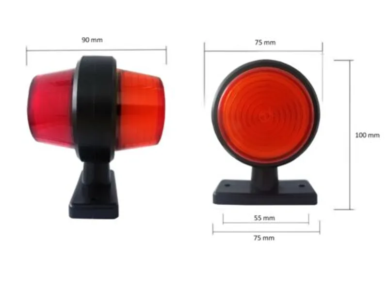 Комплект от 2 броя 12-24V висококачествени ЛЕД LED Диодни Странични Маркери, Рогчета, Светлини За Камион, Ремарке, Каравана, Кемпер АТВ и др., Неон Neon Ефект червено-оранжево - 1