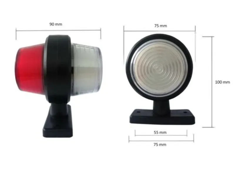 Комплект от 2 броя 12-24V висококачествени ЛЕД LED Диодни Странични Маркери, Рогчета, Светлини За Камион, Ремарке, Каравана, Кемпер АТВ и др., Неон Neon Ефект бяло-червено - 1