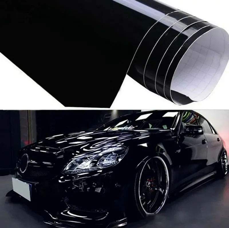 Декоративно автомобилно WRAP фолио 1.52 X 28M черен гланц лъскаво черно - 1