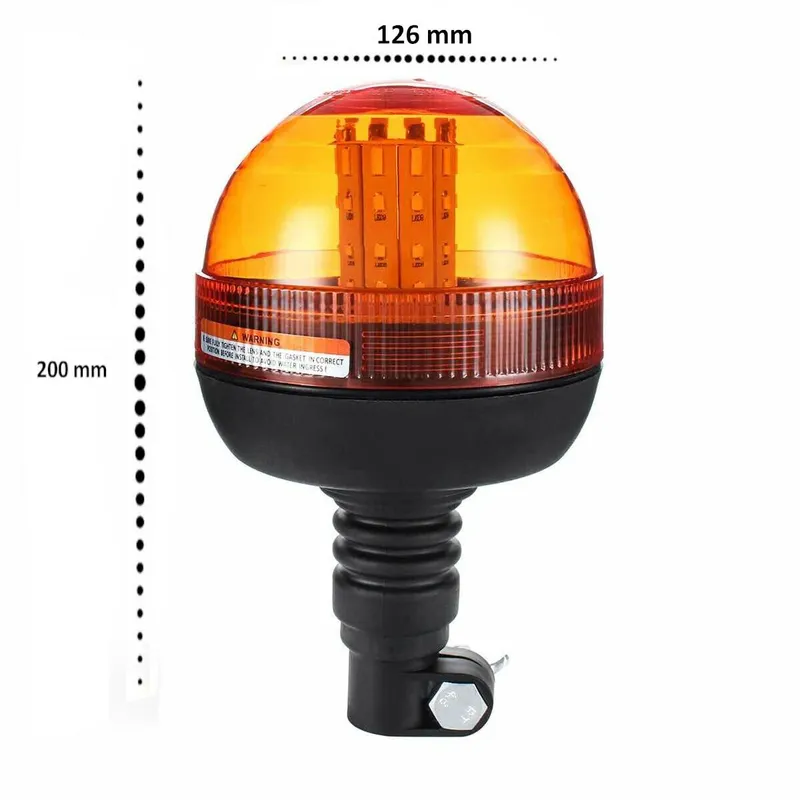 LED Аварийна, Сигнална Лампа, 40 Диода, 3 Режима На Светлина, Маяк, Буркан, Оранжева, Жълта, 12V - 24V, Е-Mark E9 - 1