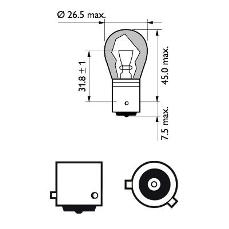 Комплект от 2 броя крушки крушка (PY21W) 12V BAU15S 21W в блистер оранжева светлина Philips - 1