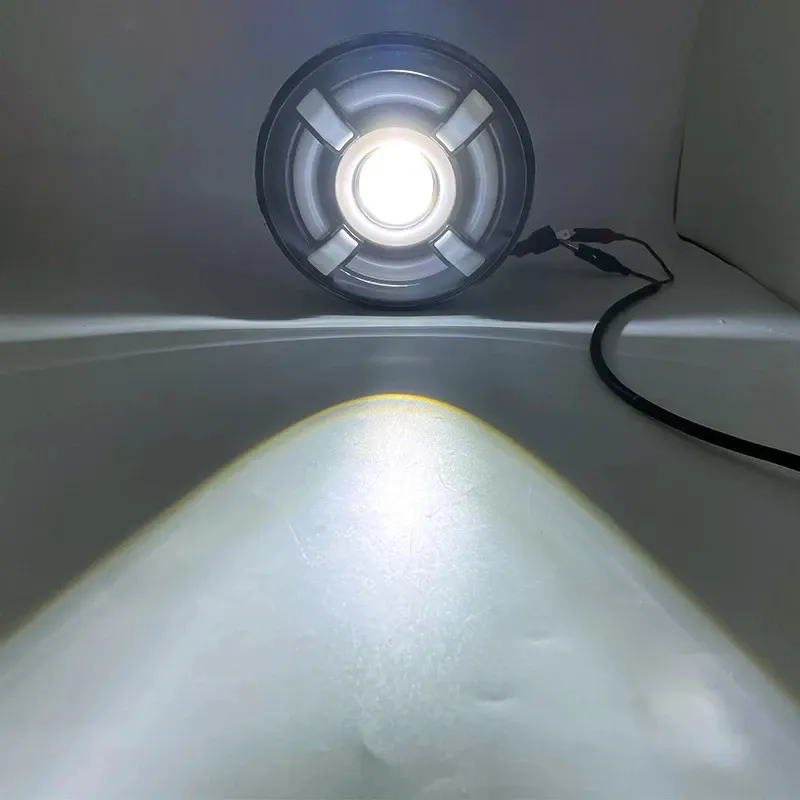 Комплект от 2бр. универсален 7 инча 18см ЛЕД LED фар лампа халоген 12V-24V къси/дълги с DRL дневни светлини мигач бяло-жълто 4800lm за АТВ джип мотоциклет камион трактор и др. - 9