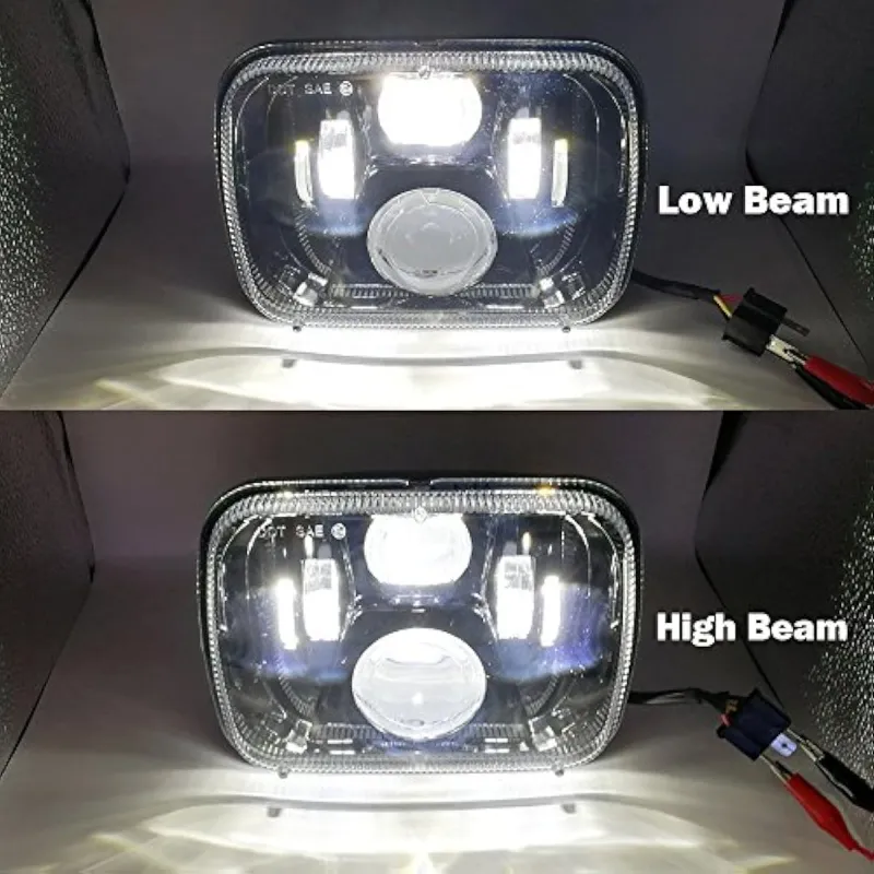 Комплект от 2бр. универсален 45W ЛЕД LED фар лампа халоген 12V-24V къси/дълги 20 x 14cm за АТВ джип мотоциклет камион трактор и др. - 9