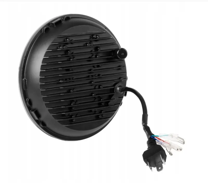 Комплект от 2бр. универсален 7 инча 18см ЛЕД LED фар халоген 12V-24V къси/дълги с DRL дневни светлини мигач бяло-жълто и череп с RGB подсветка с 6 различни цвята за АТВ джип мотоциклет камион - 11