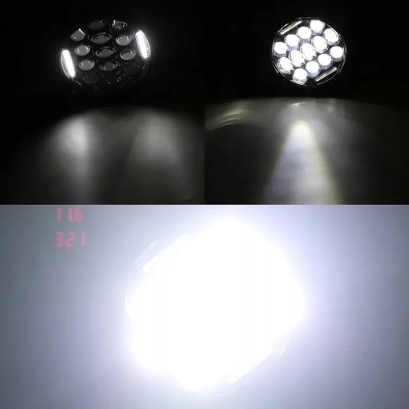 Комплект от 2бр. универсален 7 инча 18см ЛЕД LED фар лампа халоген 12V-24V къси/дълги с DRL дневни светлини бяло 8000lm за АТВ джип мотоциклет камион трактор и др. - 1