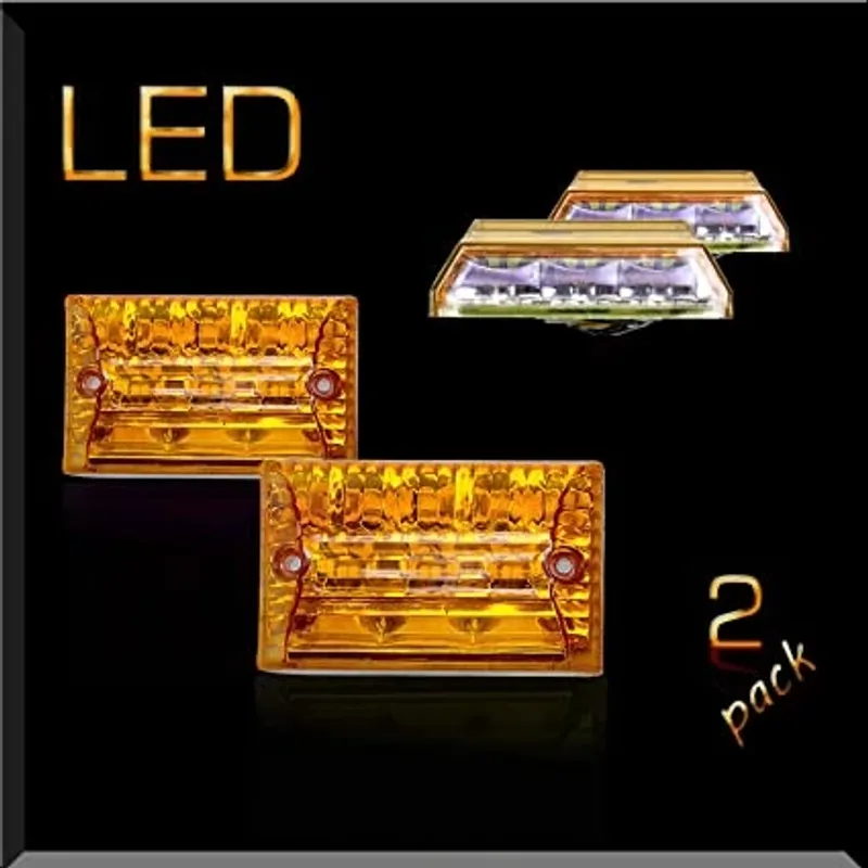 Комплект от 2 броя LED плафони за регистрационен номер бял с оранжево/жълта позиция - 12V - за ремарке каравана бус ван трактор и др. - 2