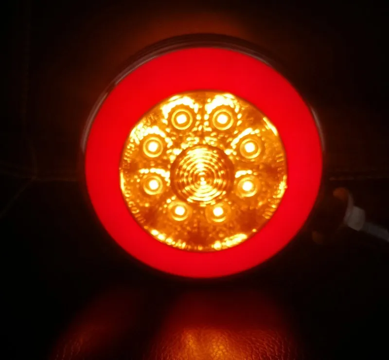 Комплект от 2 броя ЛЕД LED габарит за огледало ОБЕЦИ за камион 12-24V Scania Сканиа Volvo Волво MAN МАН DAF ДАФ Mercedes Мерцедес с ефект Неон Neon в оранжево-червено - 4