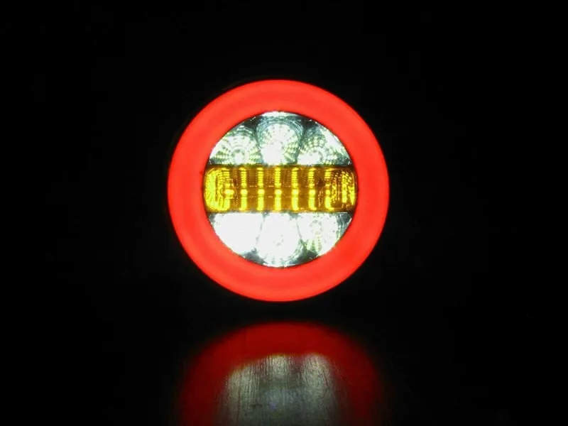 Комплект от 2 броя кръгли LED ЛЕД светодиодни стопове задна светлина с Neon неон ефект тип хамбургер 12V Ø14 см - 1