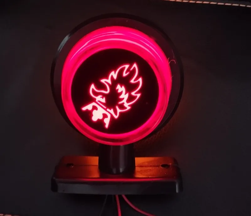 Комплект от 2 броя LED ЛЕД страничен габарит рогче 12 -24V оранжево - червено “old school” Неон Ефект с лого SCA - 4