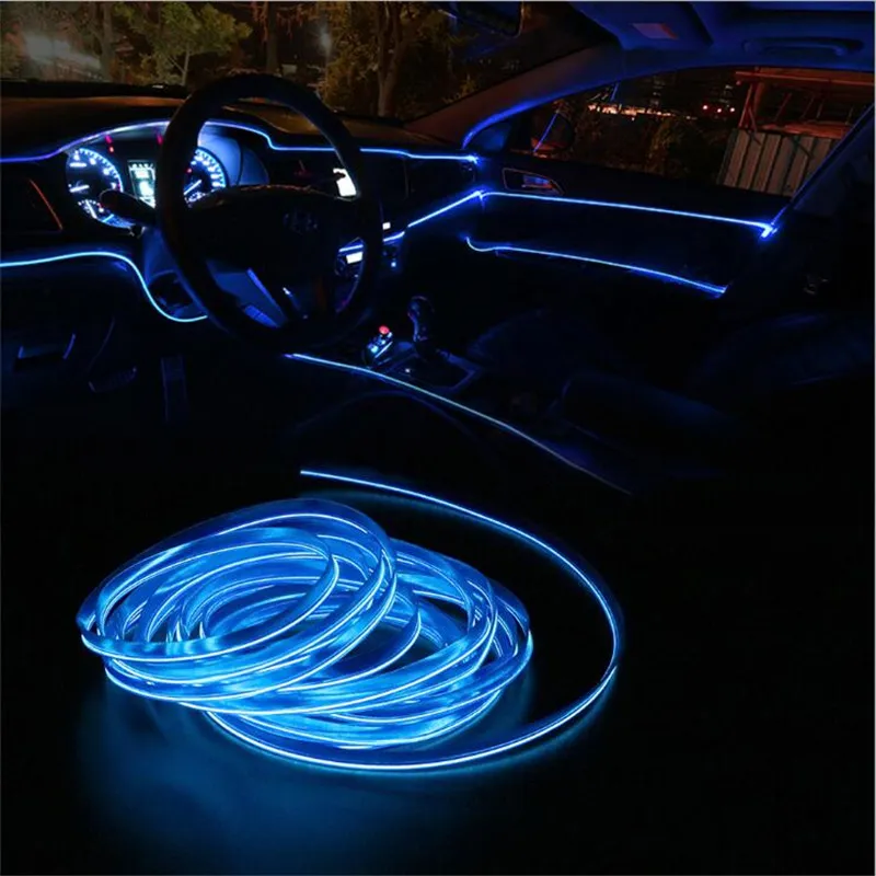 LED ЛЕД Диодна интериорна светеща лента за табло синя светлина 12V 1м амбиентно осветление - 2