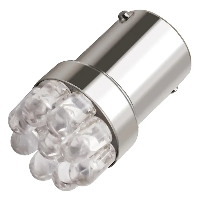 LED Лед Крушки, Mигач, Стоп, Габарит, Халоген, 9 LED, 1156 BA15S ,12V, Бяла, Оранжева, Червена - 2