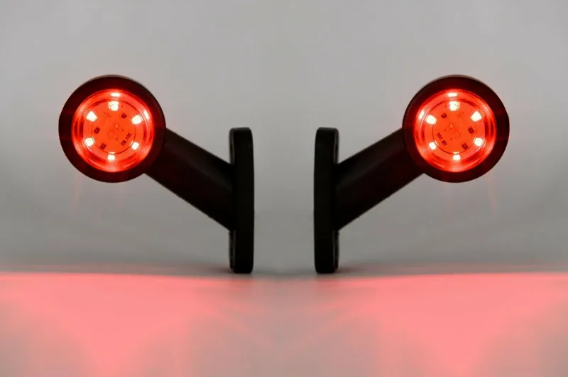 Комплект от 2бр LED ЛЕД мини странични габаритни светлини тип рогче 12V - 24V червена + бяла светлина за камион бус ремарке - 2