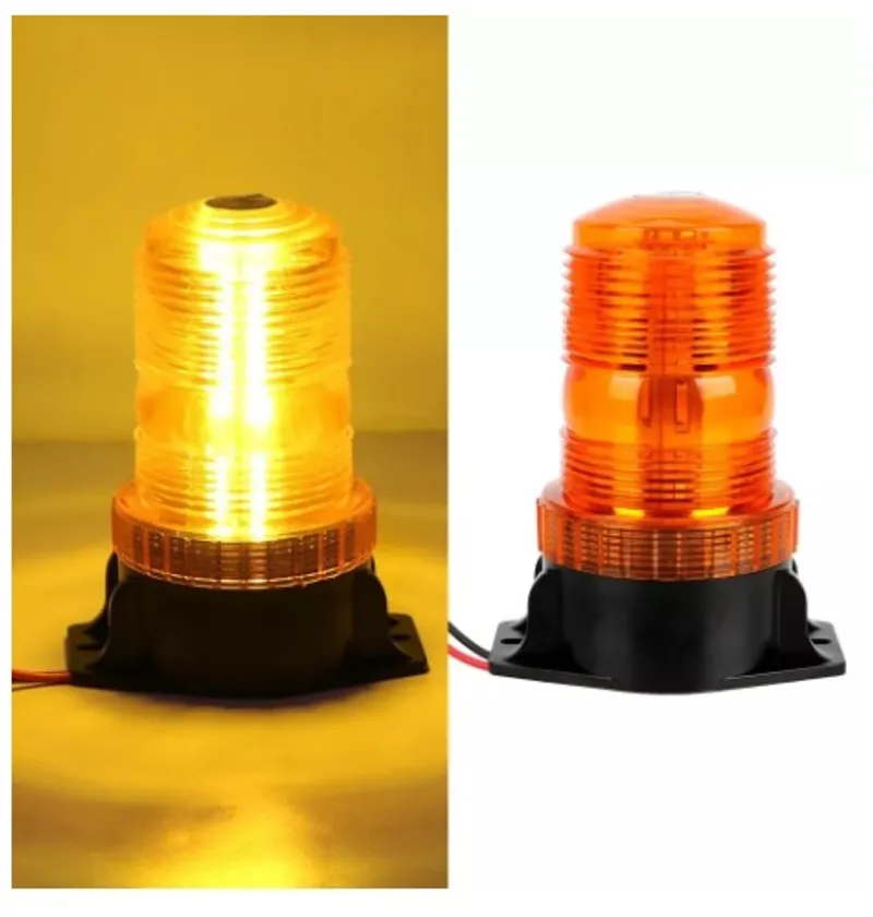 LED Лед Сигнална Аварийна Лампа Маяк Буркан 130mm x 74mm, 12V - 24V, 30 SMD Диода За Трактор, Електрокар, Мотокар, Селскостопански Машини и др. - 2