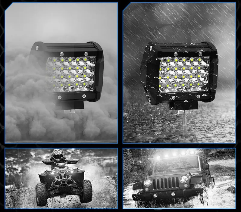 Универсален 72W Лед LED Халоген Фар Работна Лампа 12V - 24V с Насочена Spot Светлина за автомобил офроуд бус ван камион - 2