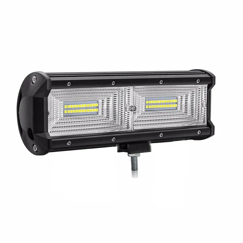 Универсален 144W Лед LED Халоген Фар Работна Лампа 12V - 24V с Разпръсната Flood Светлина за автомобил офроуд бус ван камион 24cm - 2