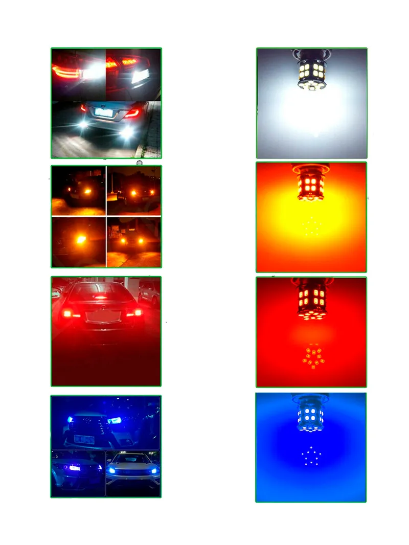 LED Лед Крушки, 30 SMD, BA15S 1156 (P21W), BAU15S 1156 (PY21W), 12V - 24V, Бяла, Оранжева, Червена, Синя Светлина Canbus - 2
