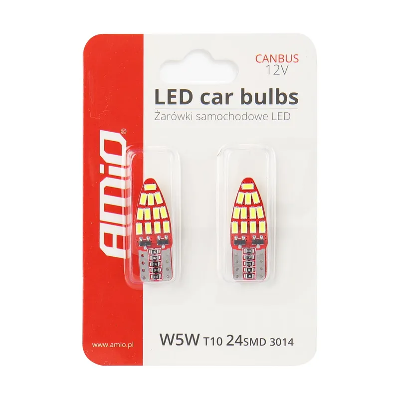 Комплект от 2бр. LED Лед Диодни Крушки За Габарит Т10 W5W Canbus 3014 24SMD 12V Бяла Светлина - 2