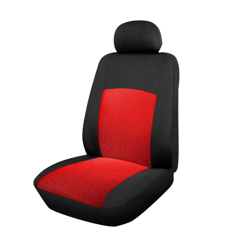 Пълен комплект авто тапицерия калъфи за седалки за Dacia Logan I 2004-2012, Dacia Logan II 2012+, червено-черно - 2
