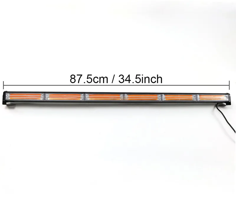 90см LED Сигнален Блиц Бар 108W 12V / 24V – 9 Режима, Оранжева Аварийна Лампа за Пътна Помощ, Репатрак, Платформа и Камион - 2