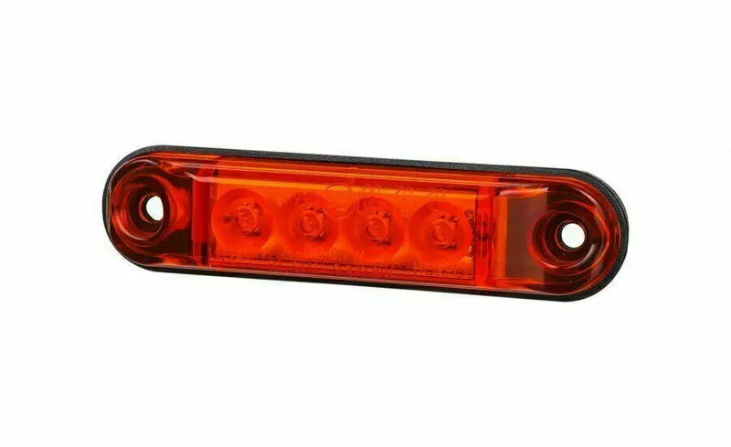 LED Светодиоден Габарит, Маркер, Токос, Червен, Овален, Е-Mark, 4 LED, 12V-24V, 8 см - 2