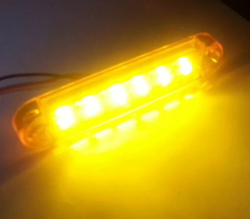 1 брой ЛЕД LED Оранжев Диоден Маркер Габарит Токос със 6 светодиода за камион ремарке бус ван каравана платформа 12V-24V - 2