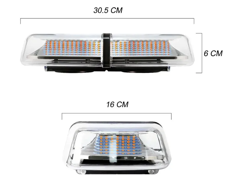 12V 24V Лед Led Аварийна Сигнална Лампа Маяк Буркан 72 Диода с 8 режима бяло стъкло с болтово захващане За Пътна Помощ Платформа Снегорин и др. - 2