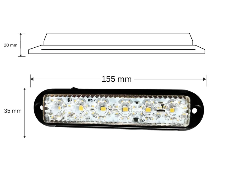 LED аварийна / сигнална лампа (Flash) – Бяла 6 Диода 4 режима 12V-24V - 2