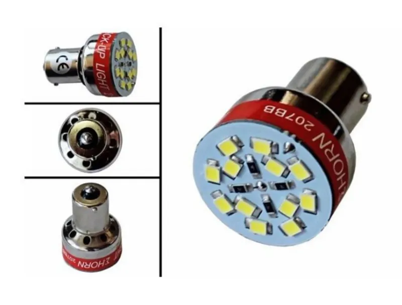 12LED ЛЕД Светодиодна крушка зумер устройство със звукова сигнализация при заден ход 12V бяла P21W BA15S - 2