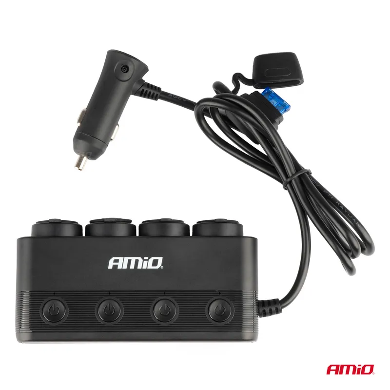 Универсален разклонител за запалка с 4 гнезда + вход за USB и смартфон 12V - 24V - 2