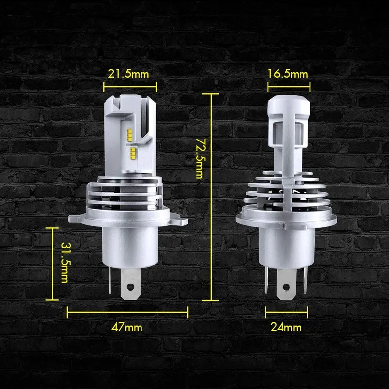 Комплект Умалени Мини LED Диодни Крушки М3 H4 9V 12V 24V 50W 5000lm - 2