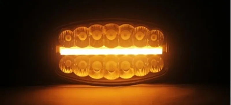 80W LED Лед Фар Халоген С Три Функции Неон ефект Бяло-Жълто/Оранжево Neon 24,5см x 13,9см 4100lm 12V - 24V E-Mark Подходящ За DAF MAN Scania Volvo Iveco и др. - 2