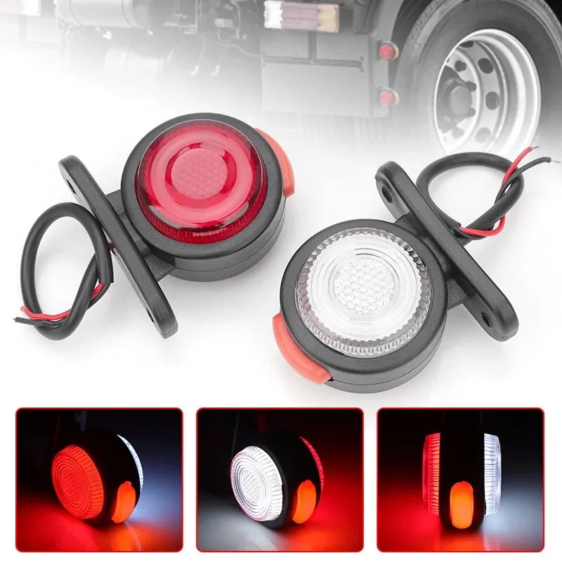 1 брой LED страничен габарит, токос, рогче 12-24V с три светлини бяла, жълта, червена Неон Ефект за ремаркета, платформи, камиони и др. - 2